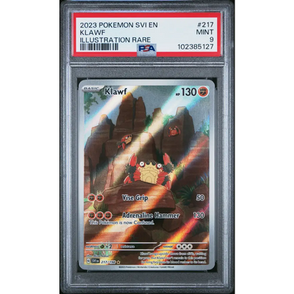 Klawf 2023 Pokemon Svi En-Scarlet & Violet #217 Illustration Rare PSA 9 - Graded Trading Card