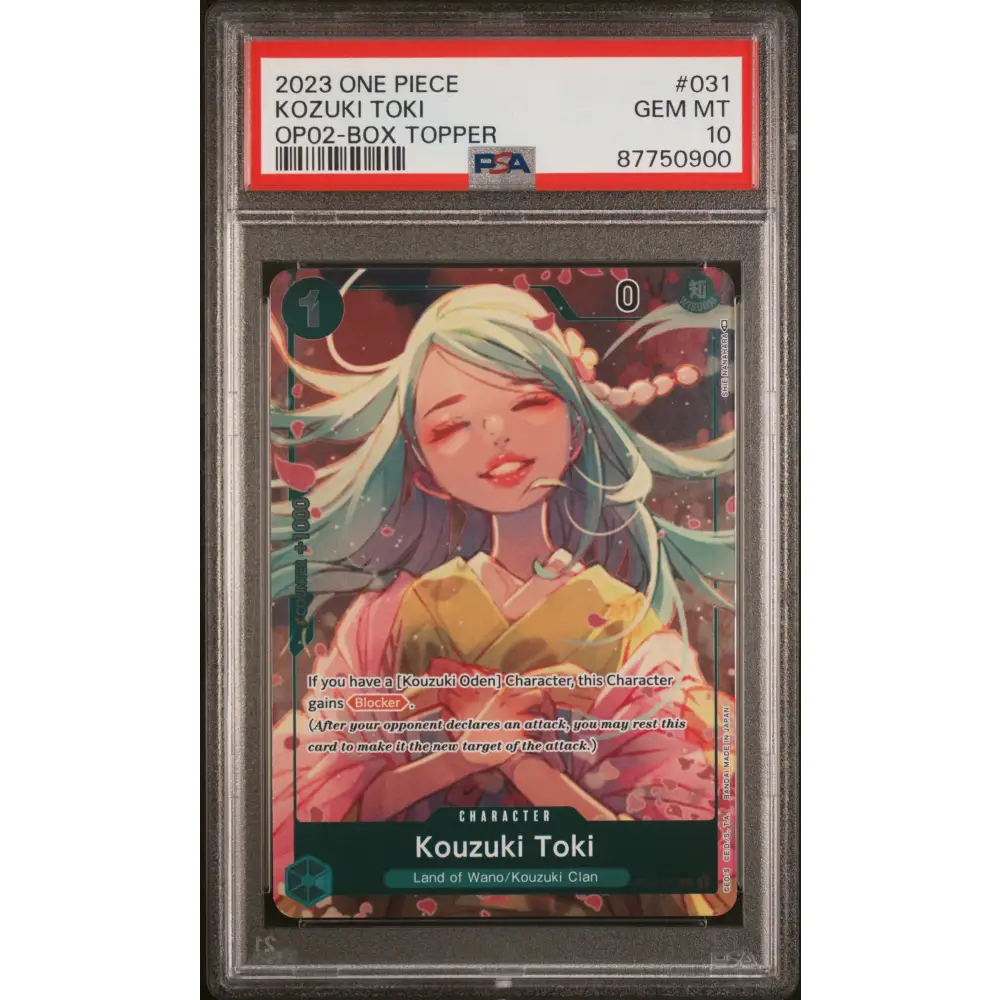 Kozuki Toki 2023 One Piece Op02-Paramount War #031 Box Topper PSA 10 - Graded Trading Card