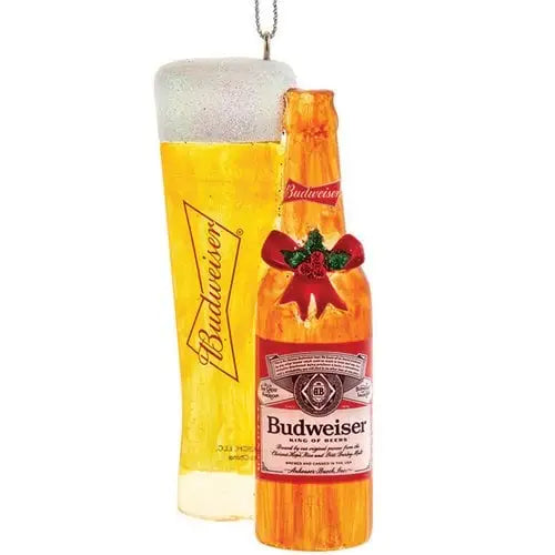Kurt Adler - Budweiser Beer Ornament - Choose your Style - Budweiser Beer Bottle and Glass Cup 4-Inch - Toys & Games