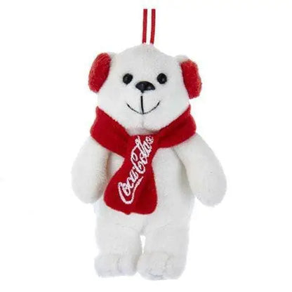 Kurt Adler - Coca Cola Ornament - Choose your Style - Polar Bear Earmuff 4-Inch Plush - Toys & Games