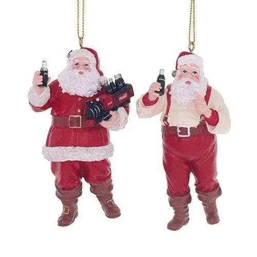 Kurt Adler - Coca Cola Ornament - Choose your Style - Santa 3 3/4-Inch Resin - Set of 2 - Toys & Games