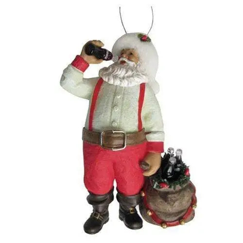 Kurt Adler - Coca Cola Ornament - Choose your Style - Santa Drinking Coke with Sack and Bottles - Toys & Games