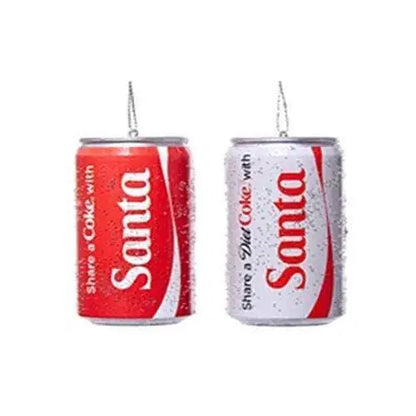 Kurt Adler - Coca Cola Ornament - Choose your Style - Santa Share Coke & Diet Coke 3-Inch - Set of 2 - Toys & Games