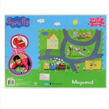 Peppa Pig - 6 Tiles - 28 x 19 Inch - Mega Floor Mat with Vehicle - Toys & Games