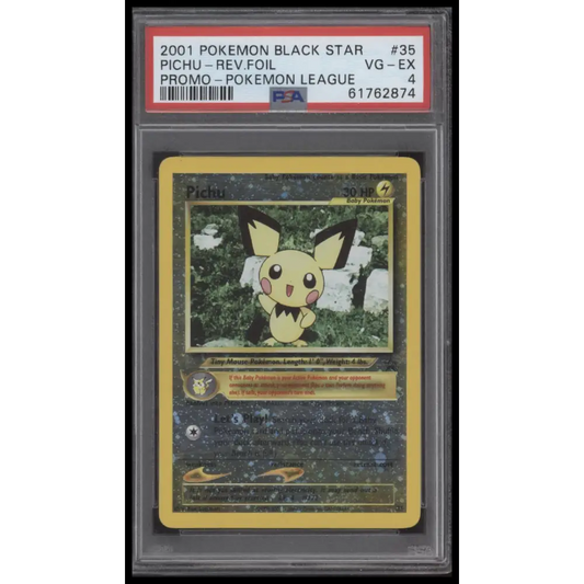 Pichu-Rev.Foil 2001 Pokemon Promo Black Star #35 Promo-Pokemon League PSA 4