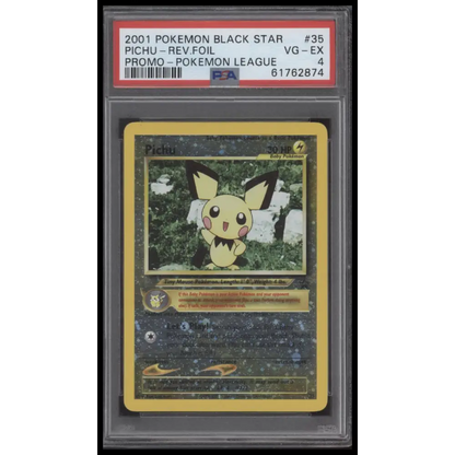 Pichu-Rev.Foil 2001 Pokemon Promo Black Star #35 Promo-Pokemon League PSA 4