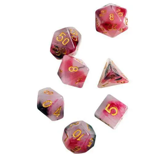 RPG Dice Set (7 + 1): Pink Black Red Marble - Toys & Games