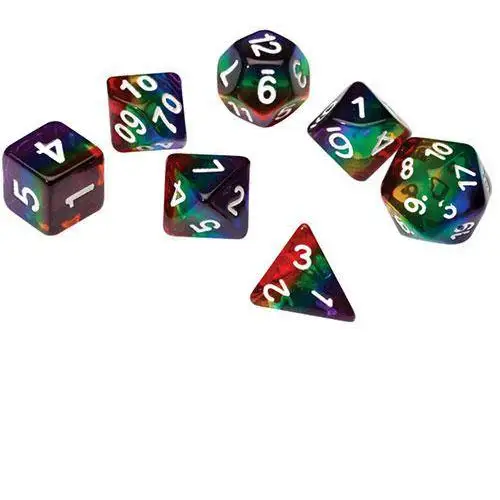 RPG Dice Set (7 + 1): Rainbow Translucent Resin - Toys & Games