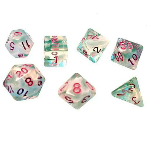 RPG Dice Set (7 + 1): White Cloud Pink Ink - Toys & Games