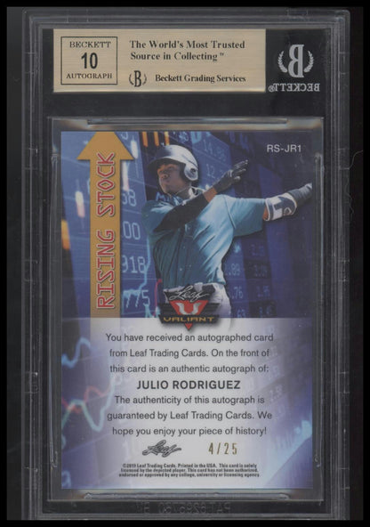 2019 Leaf Valiant Rising Stock Blue Prismatic #RSJR1 Julio Rodriguez BGS 9.5