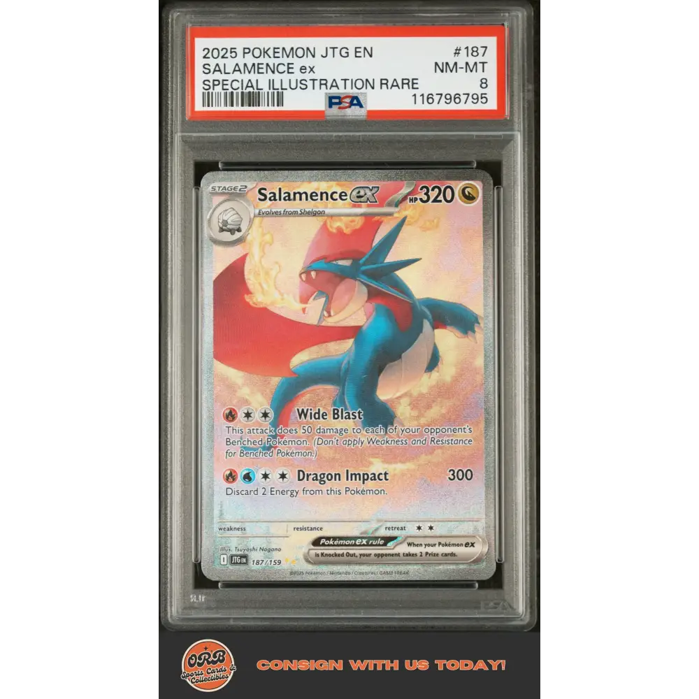 Salamence Ex 2025 Pokemon #187 Special Illustration Rare PSA 8 - Graded Trading Card
