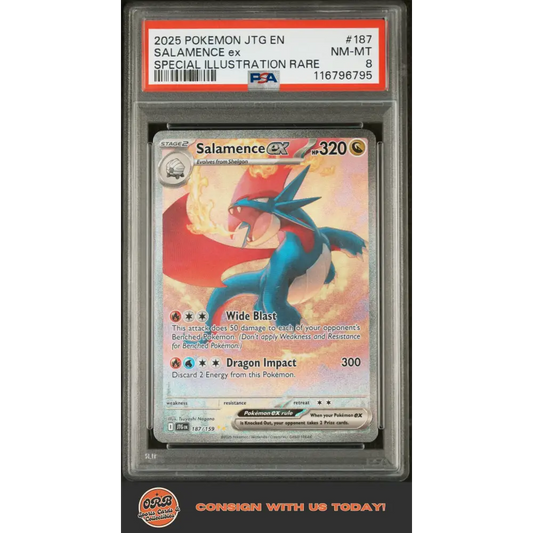 Salamence Ex 2025 Pokemon #187 Special Illustration Rare PSA 8 - Graded Trading Card