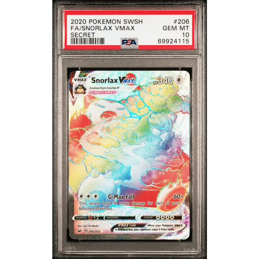 Snorlax Vmax 2020 Pokemon Sword & Shield #206 Secret PSA 10 - Graded Trading Card