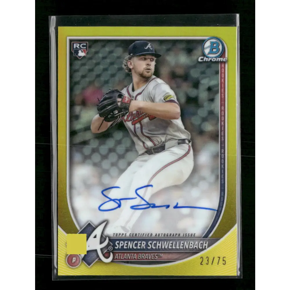 Spencer Schwellenbach 2025 Bowman Chrome Rookie Auto Yellow Refractor #/75 - Trading Card