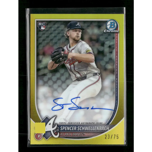Spencer Schwellenbach 2025 Bowman Chrome Rookie Auto Yellow Refractor #/75 - Trading Card