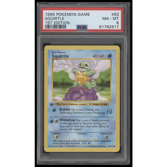 Squirtle 1999 Pokemon Game #63 1st Edition PSA 8