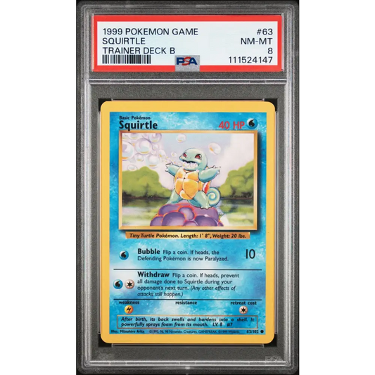 Squirtle 1999 Pokemon Game #63 Trainer Deck B PSA 8