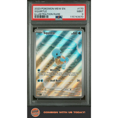 Squirtle 2023 Pokemon Mew En-151 #170 Illustration Rare PSA 9 - Graded Trading Card