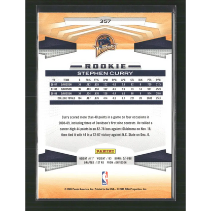 Stephen Curry 2009-10 Panini #357 - Trading Card