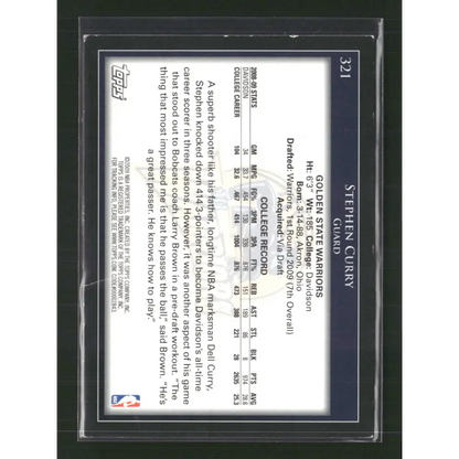 Stephen Curry 2009-10 Topps #321 - Trading Card