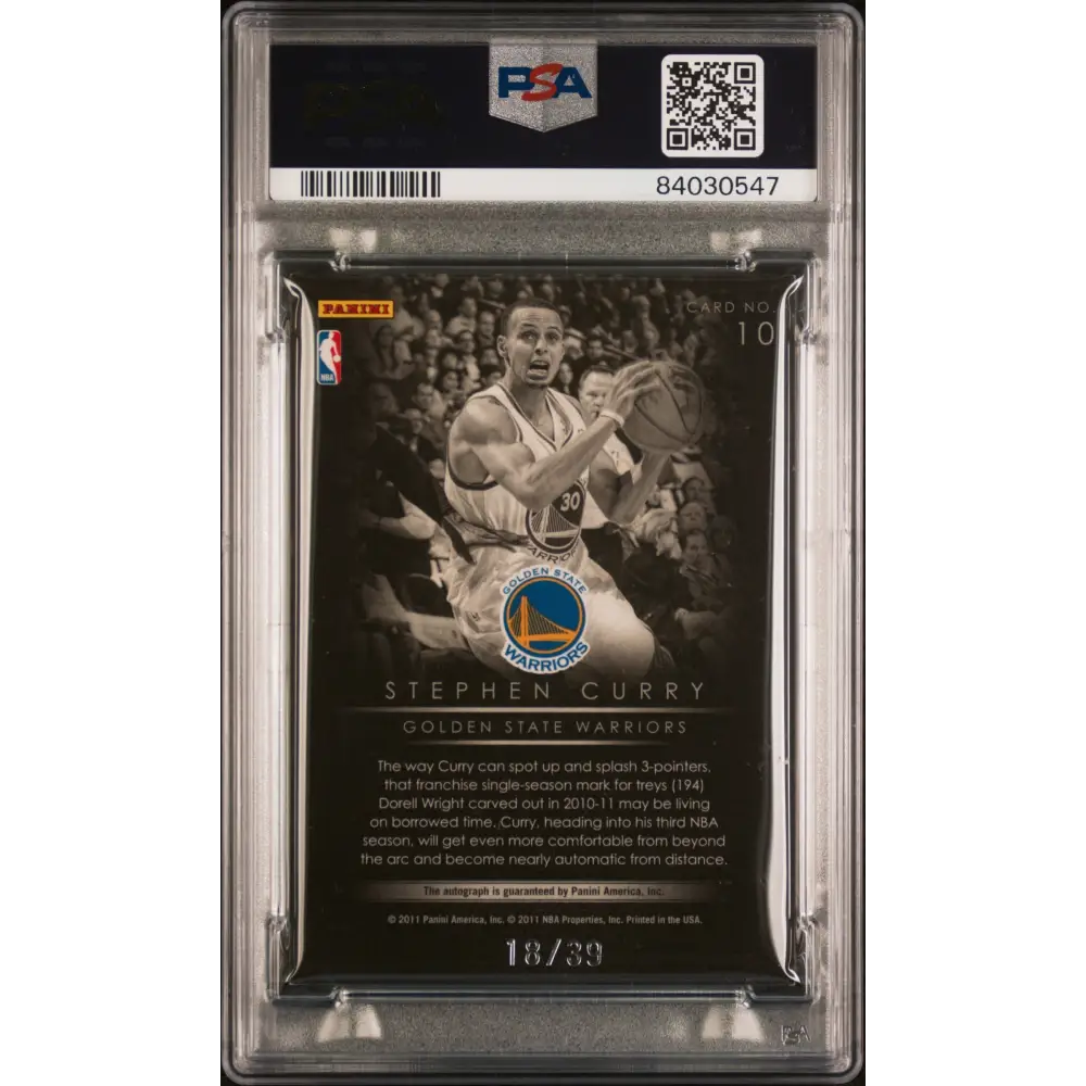 Stephen Curry 2010 Panini Elite Black Box Black And Blue Signature #10 - Graded Trading Card