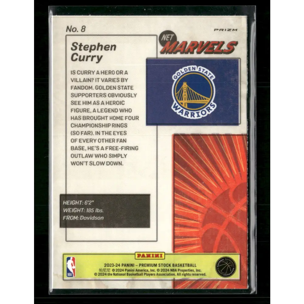 Stephen Curry 2023-24 Hoops Premium Stock #8 Retro Net Marvels Premium - Trading Card