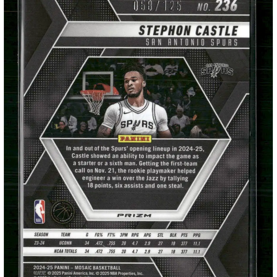 Stephon Castle 2024-25 Panini Mosaic #236 Ice Mosaic #/125 - Trading Card