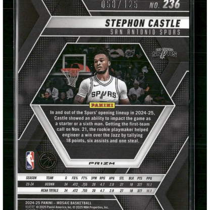 Stephon Castle 2024-25 Panini Mosaic #236 Ice Mosaic #/125 - Trading Card