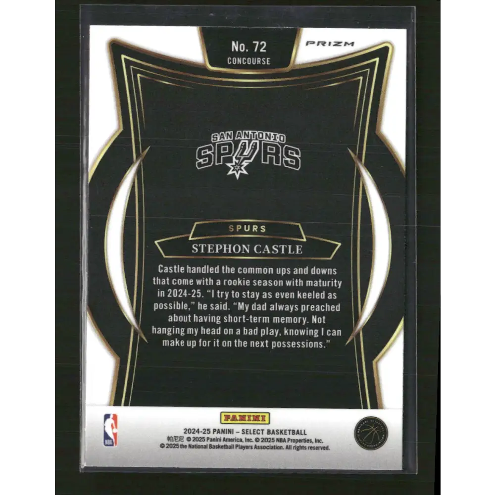 Stephon Castle 2024-25 Panini Select #72 - Trading Card