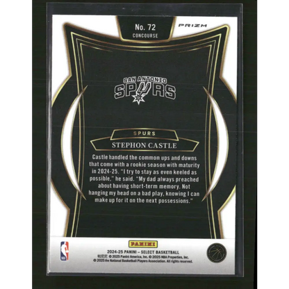 Stephon Castle 2024-25 Panini Select #72 - Trading Card
