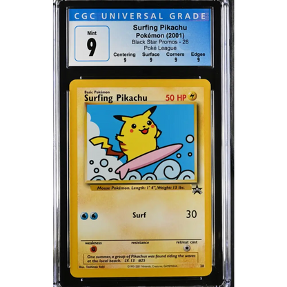 Surfing Pikachu 2001 Black Star Promos #28 CGC 9