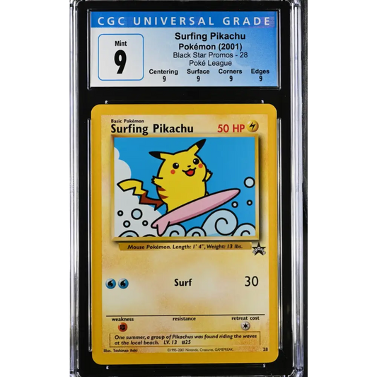 Surfing Pikachu 2001 Black Star Promos #28 CGC 9