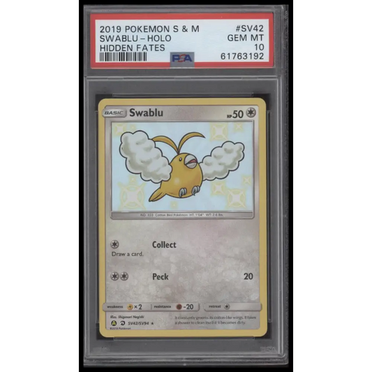 Swablu-Holo 2019 Pokemon Sun & Moon Hidden Fates #SV42 Hidden Fates PSA 10