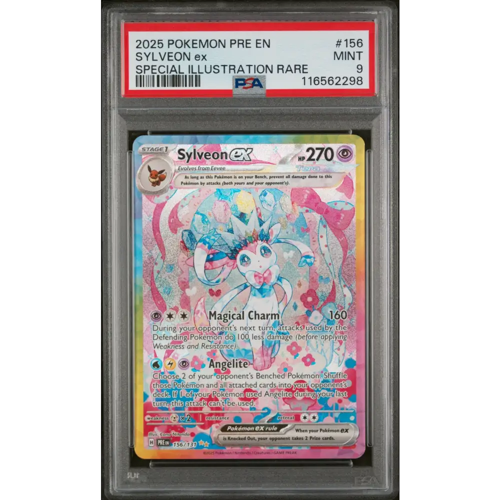 Sylveon Ex 2025 Pokemon Prismatic Evolutions #156 SIR PSA 9 - Graded Trading Card