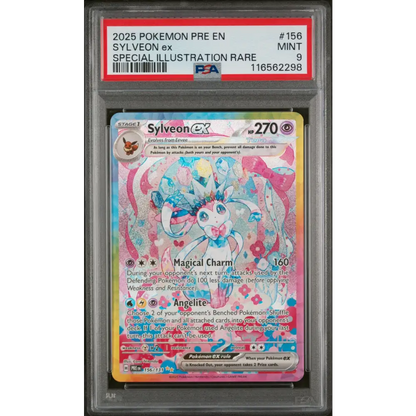 Sylveon Ex 2025 Pokemon Prismatic Evolutions #156 SIR PSA 9 - Graded Trading Card