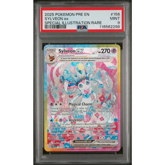 Sylveon Ex 2025 Pokemon Prismatic Evolutions #156 SIR PSA 9 - Graded Trading Card