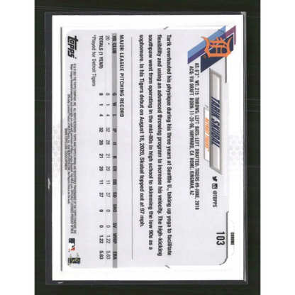 Tarik Skubal 2021 Topps Chrome #103 - Trading Card