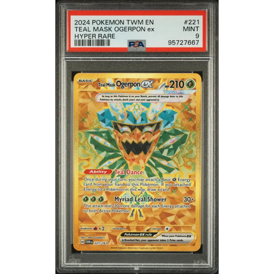 Teal Mask Ogerpon Ex 2024 Pokemon Twilight Masquerade #221 Hyper Rare PSA 9