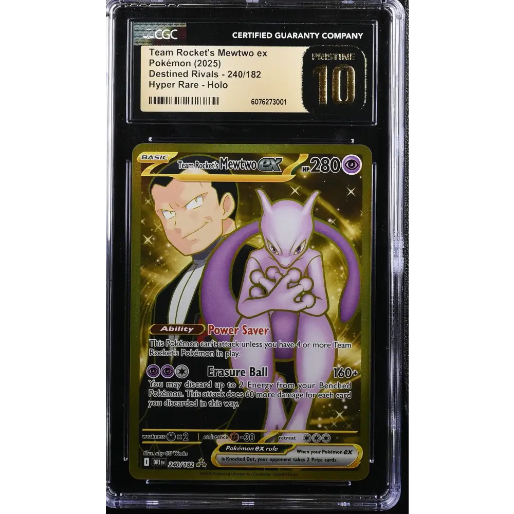 Team Rocket’s Mewtwo ex 2025 Destined Rivals #240/182 CGC 10 - Graded Trading Card