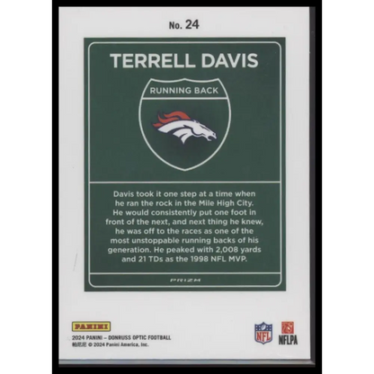 Terrell Davis 2024 Donruss Optic #24 Downtown! - Trading Card