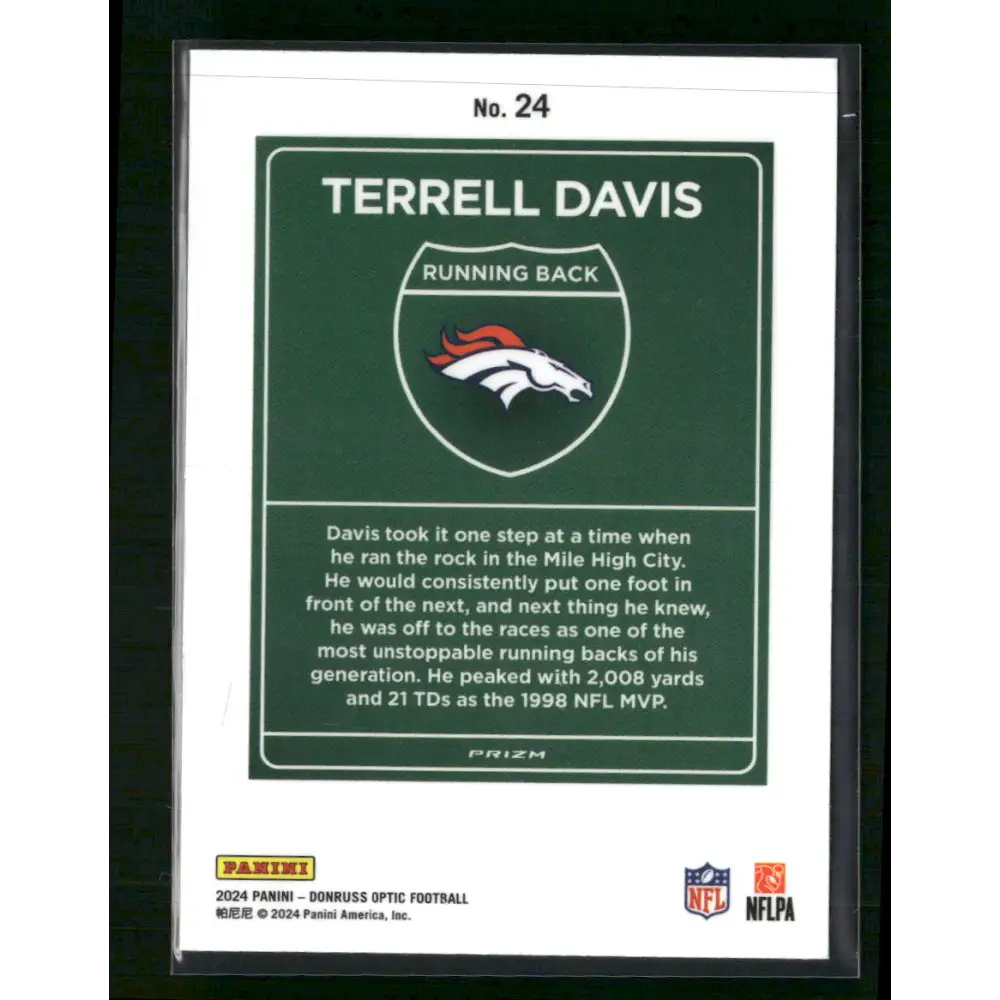 Terrell Davis 2024 Donruss Optic #24 Downtown! - Trading Card