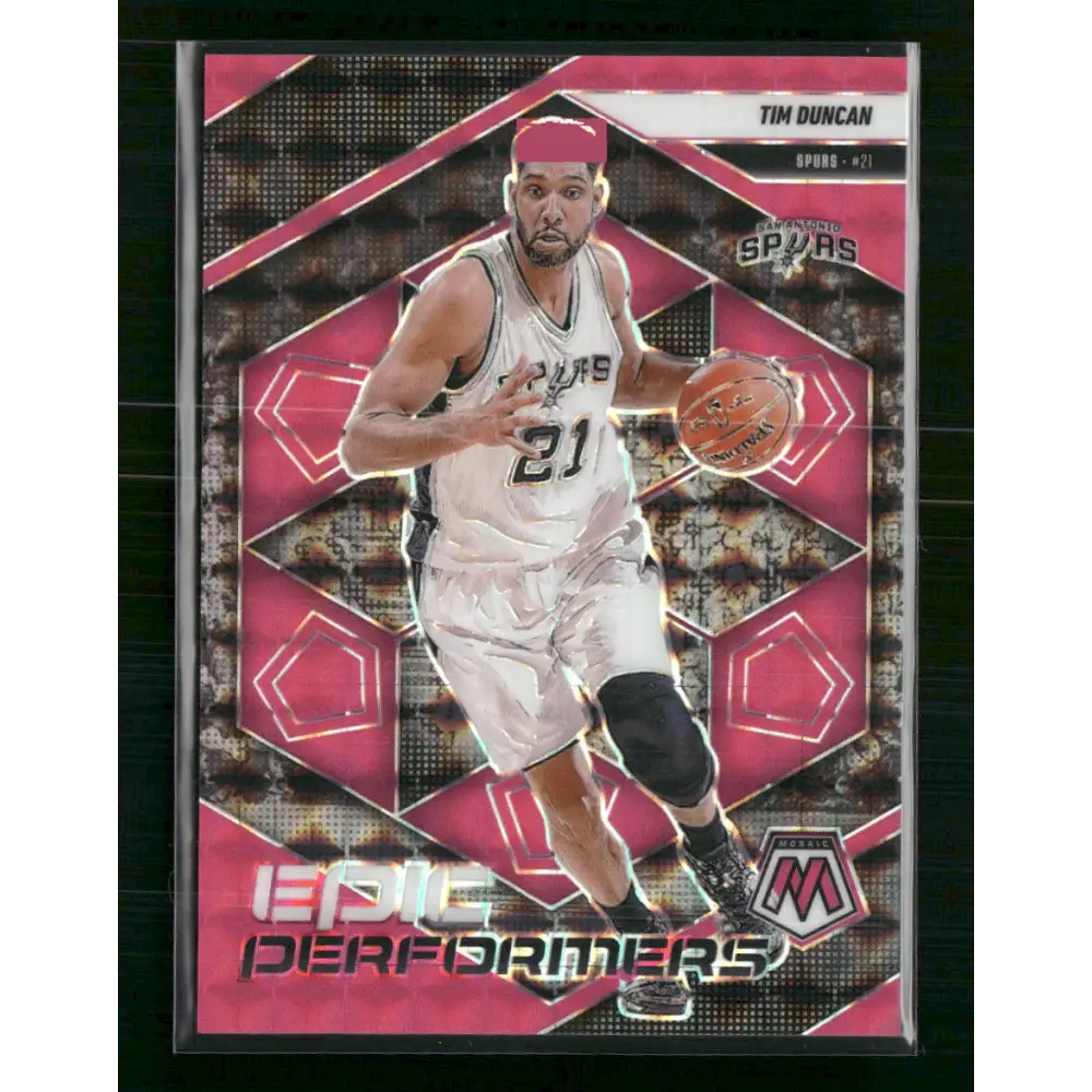 Tim Duncan 2024-25 Panini Mosaic #19 Epic Performers Mosaic Pink #/10 - Trading Card