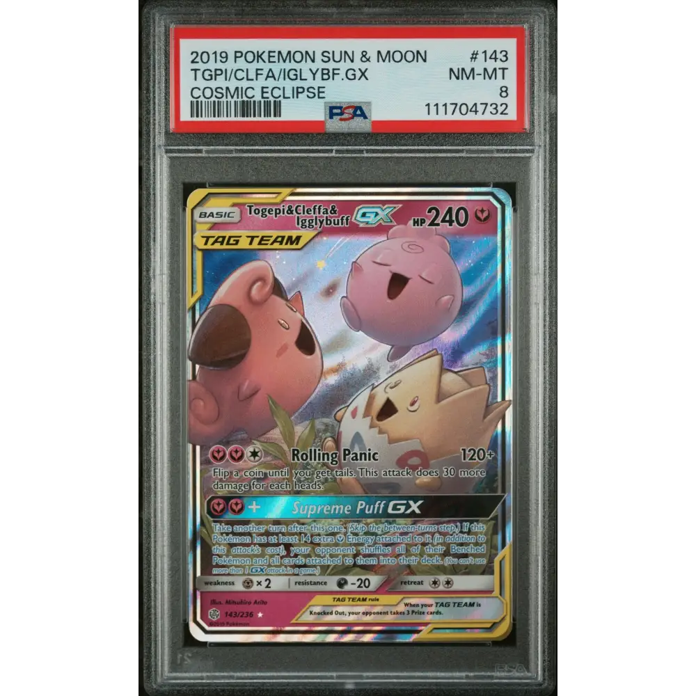 Togepi & Cleffa & Igglybuff GX 2019 Cosmic Eclipse PSA 8