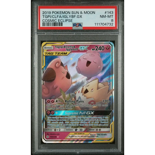 Togepi & Cleffa & Igglybuff GX 2019 Cosmic Eclipse PSA 8
