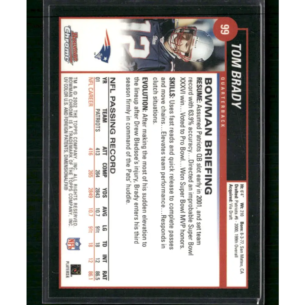 Tom Brady 2002 Bowman Chrome #99 - Trading Card