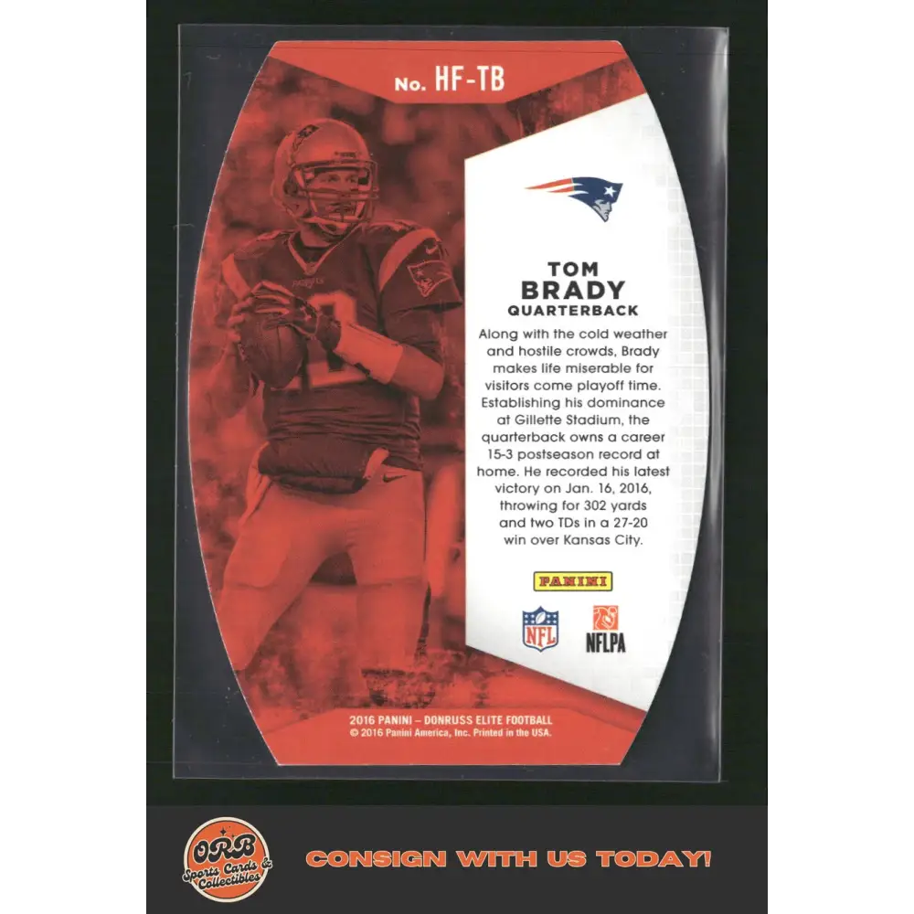 Tom Brady 2016 Donruss Elite #HF-TB Home Field Advantage - Trading Card