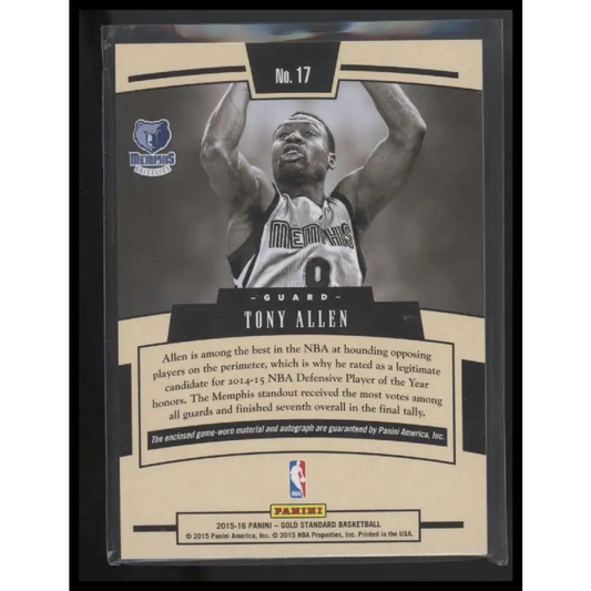 Tony Allen 2015-16 Panini Gold Standard #17 Gold Strike #/99 - Trading Card