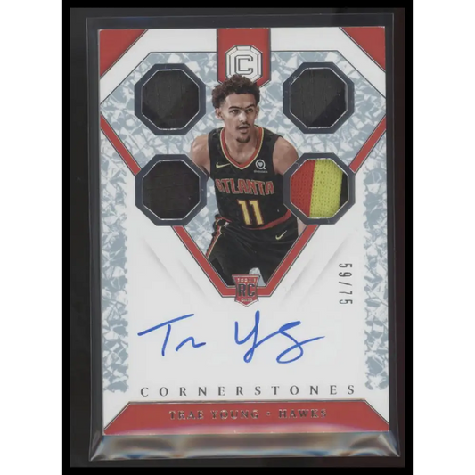 Trae Young 2018-19 Panini Cornerstones #155 Crystal #/75 RPA - Trading Card