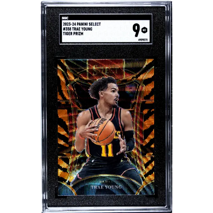Trae Young 2023-24 Panini Select #358 Tiger Prizm SGC 9 - Graded Trading Card