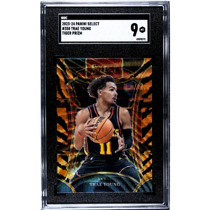 Trae Young 2023-24 Panini Select #358 Tiger Prizm SGC 9 - Graded Trading Card